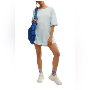 NWT Free people Movement Hot Shot Tee Romper- oversized Small. Light blue.